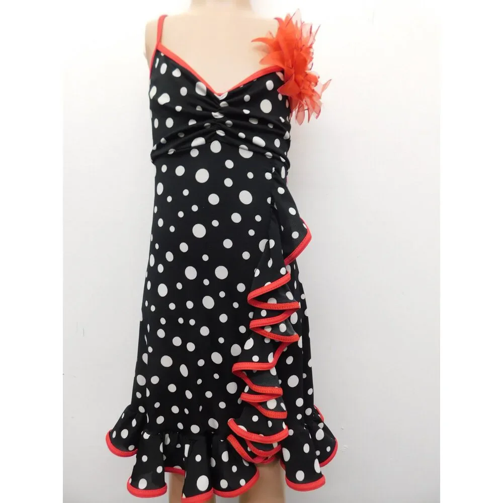 Pre-Owned Dance Costume Weissman 5337 Medium Child Red Ruffles Jazz West Side S